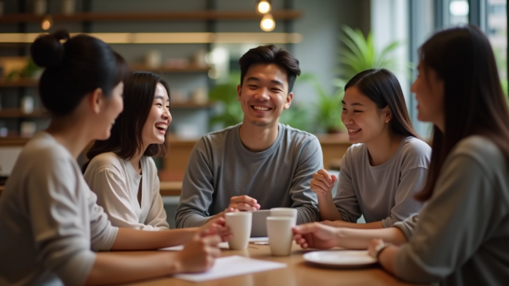 Group of young adults discussing finances in casual meetup setting