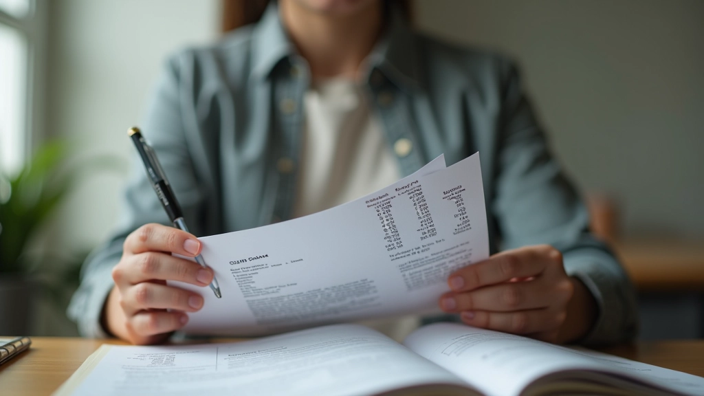 Person holding a notebook with monthly income written clearly, modern minimalist desk setup