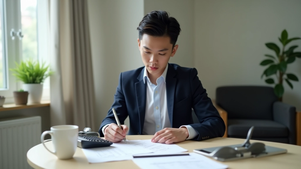 Handwritten budget notes with calculator and coffee on desk showing emergency fund planning